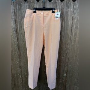 Anne Klein yellow and white striped seersucker pants for women